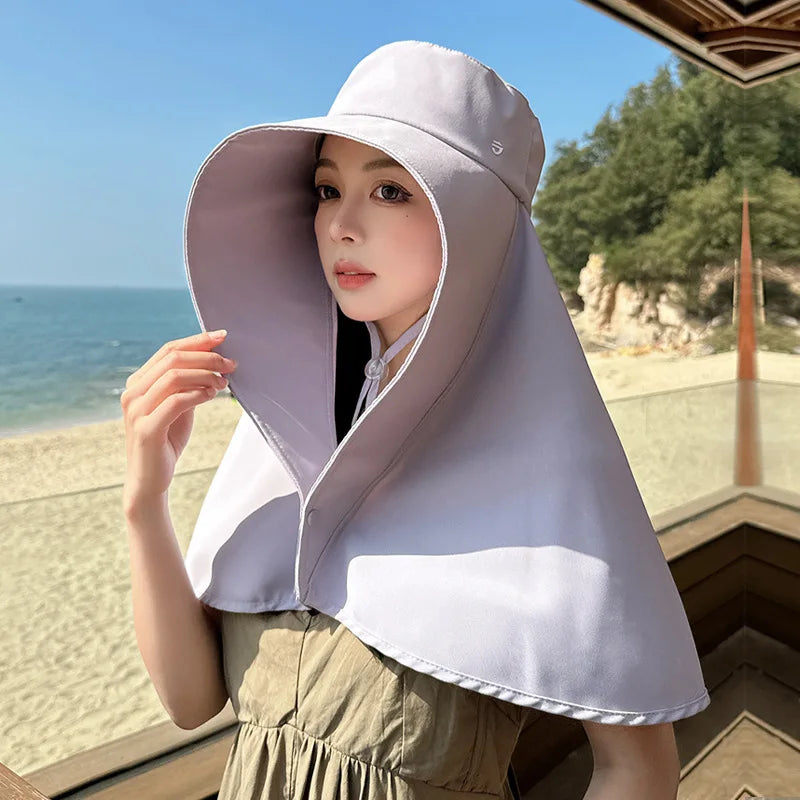 Sun Hats for Women Sun Protection Wide Brim Shawl with Neck Flap Hiking Visor Hat Outdoor Summer Beach