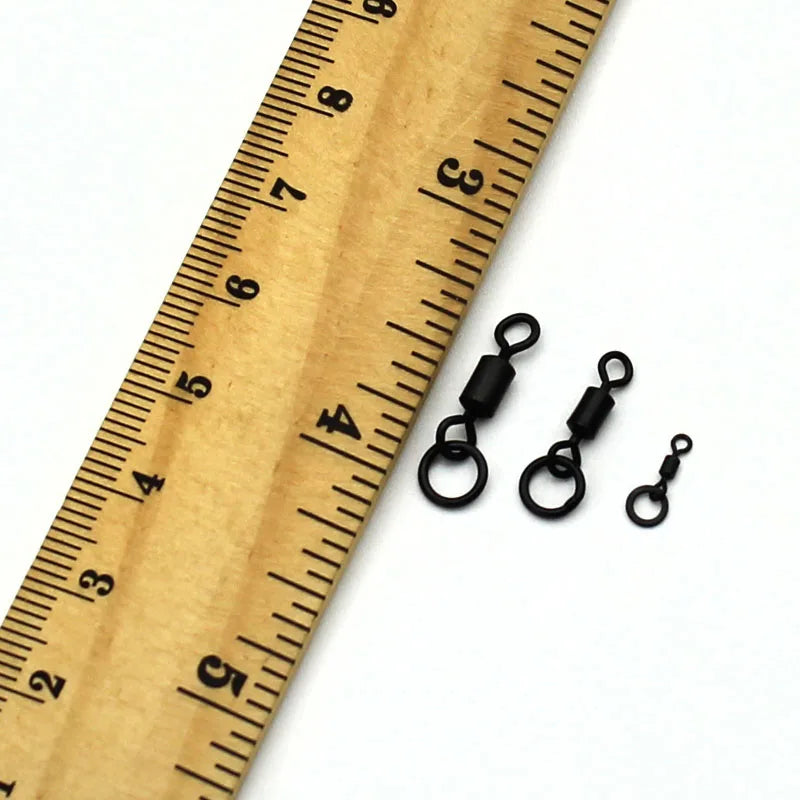 Matt Black Carp Fishing Hook Ring Swivels Connector Rolling Swivel with Ring for D-Rig Chod Rig Tackle Swivels