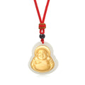 Real Pure 24K Gold Jade Necklace Pendant  Natural High Quality Chinese Jade Pendant Safety and Wealth for Women