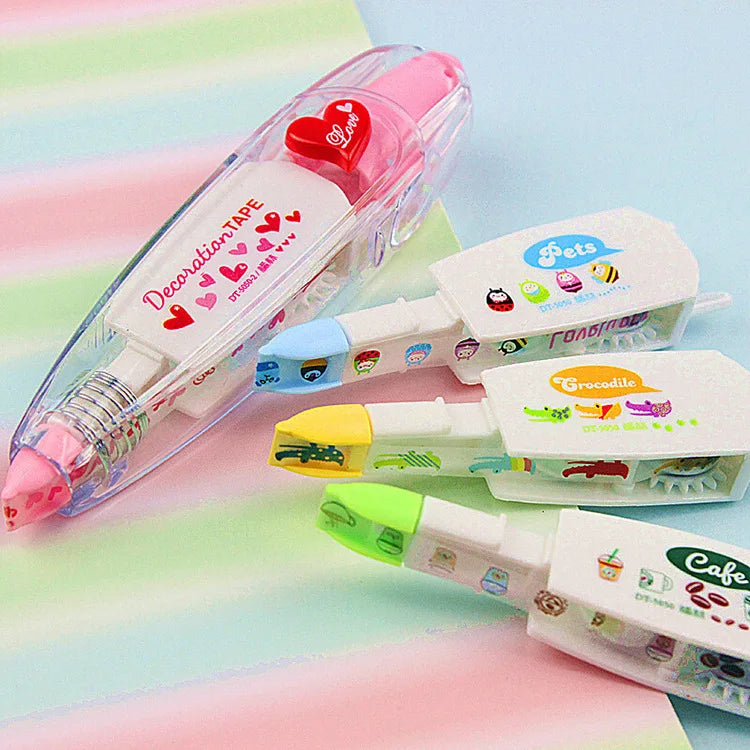 Cartoon Fashion Press Lace Correction Tape Set Creative Correction Fluid Replacement Core Set 4 Pieces