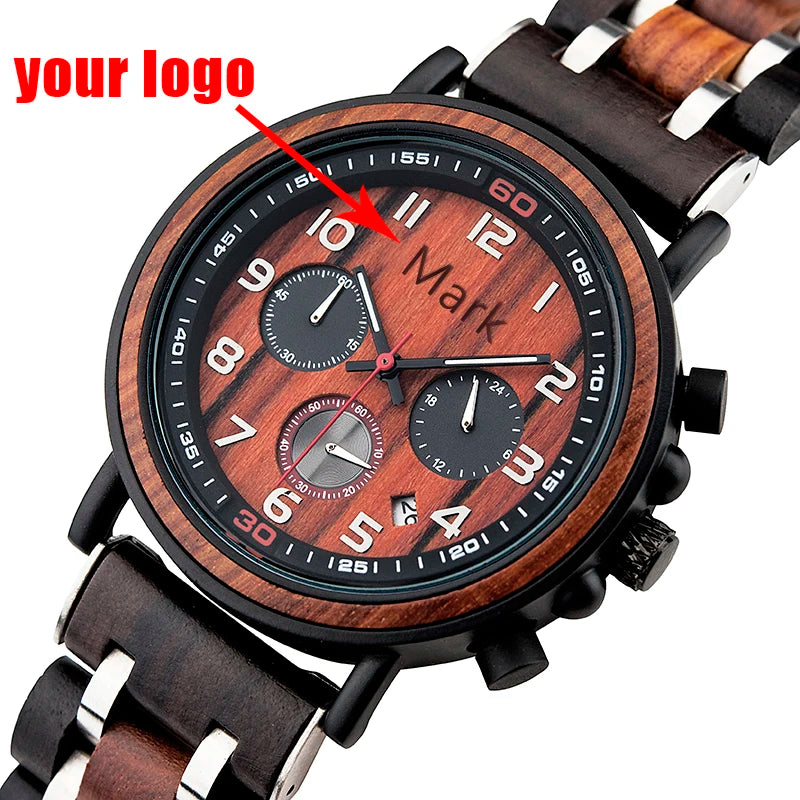 Movement Mens Wood Watch Custom Watches OEM Bamboo Quality Luxury Branded Logo Japan Factory Wholesale Waterproof Men