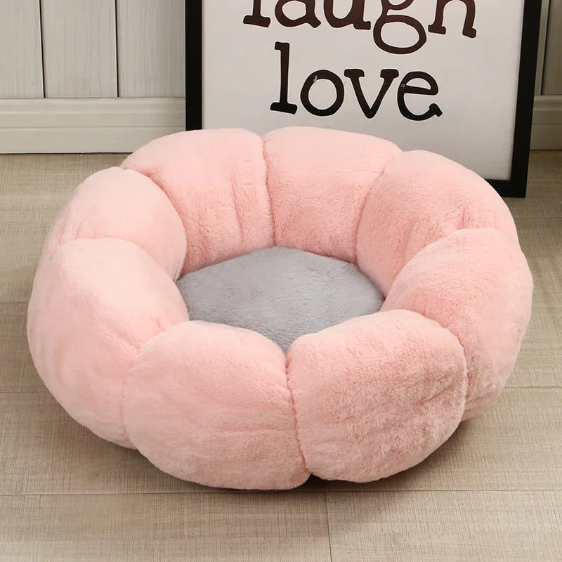 Stocked Flower Shape Bedding Set Soft Plush Fluffy Donut Dog Cat Bed