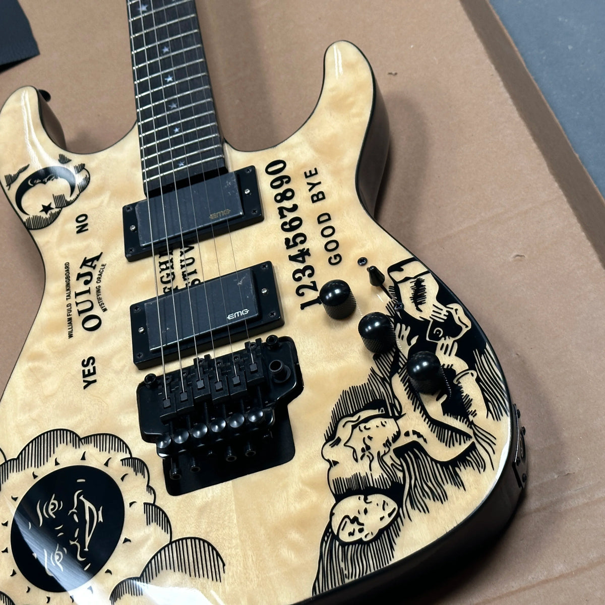 Yellow Kirk Ouja Electric Guitar Maple Neck Solid Wood 6 String Custom Humbucker Pickup Glossy Finish Fast Ship MegaBDM