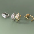 Dainty Cute Design 925 Sterling Silver Shiny White Zircon Leaf Luxury Stud Earrings for Women Girls Fine Jewelry M03464