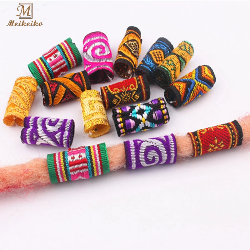 20pcs/Set Mix Fabric Dreadlocks Beads Clips Ethnic Style Spiral Hairpin African Hair Braid Bead Rings Headwear Hair Accessories
