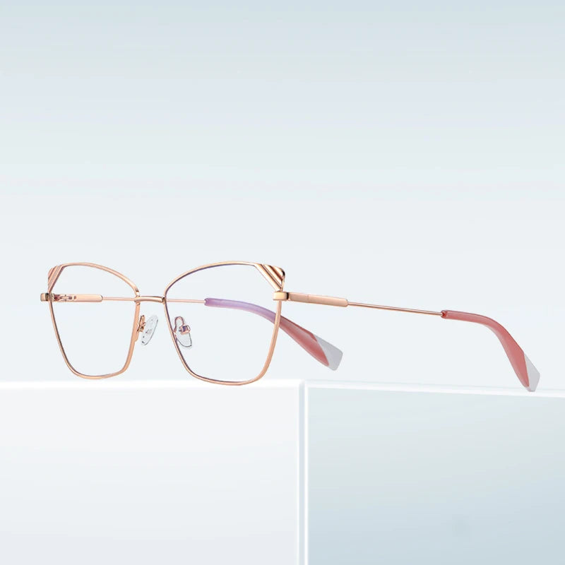 Fashion Metal Eyeglasses Frame for Women Anti-Blue Light Prescription Optical Frame