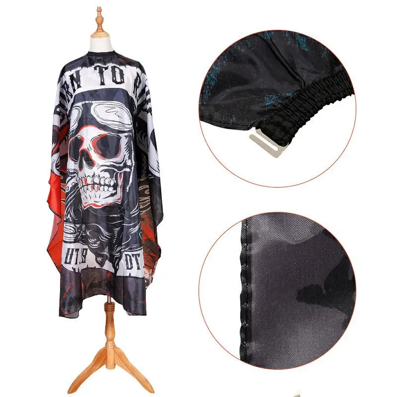 Fashion Custom Salon Skull Wai Cloth Hair Shop Barber Dye Hair Care Baked Oil Perm Wai Cloth Shampoo Cape Waterproof Shawl