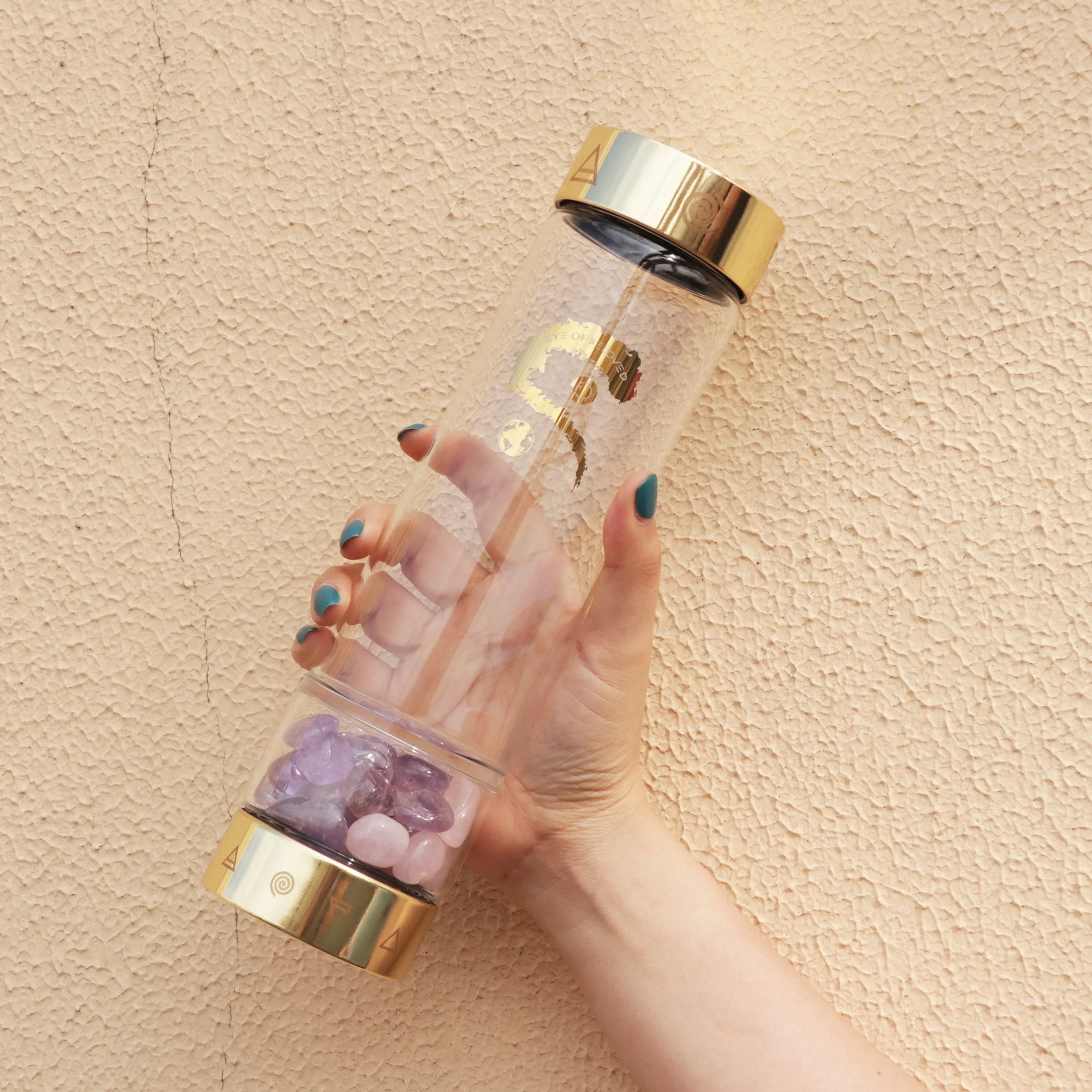 550ml Sport Healing Crystal Water Bottles Large Crystal Elixir Infused Water Bottle with Changeable Crystals