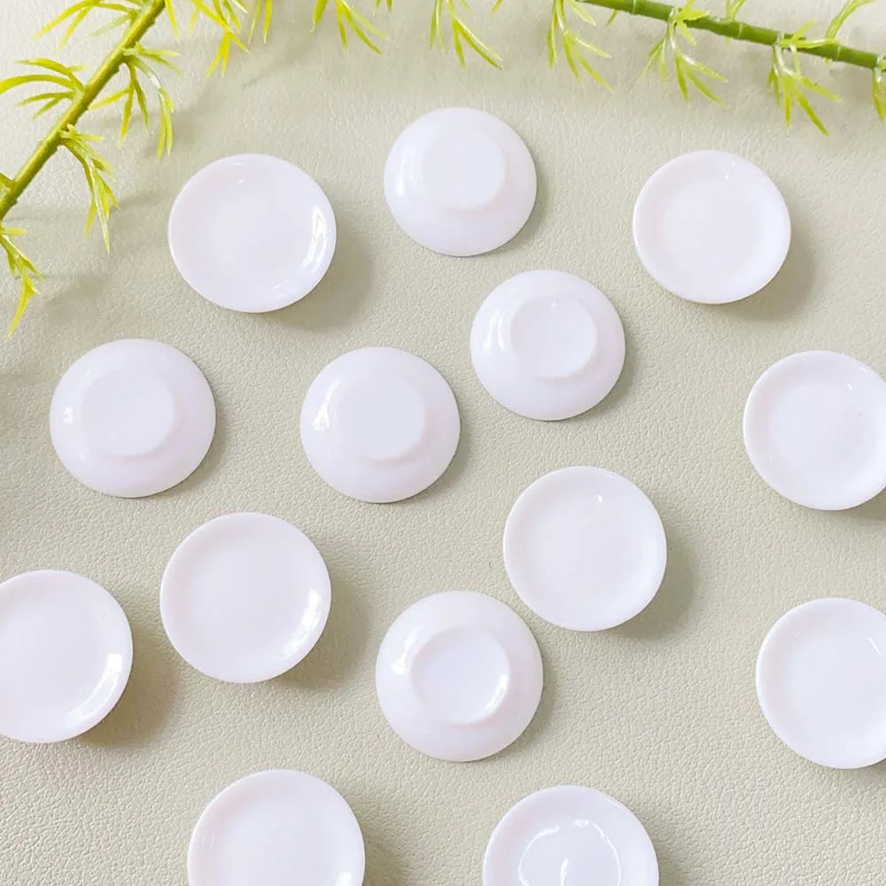 100Pcs Mini White Plate Series Miniature Flat Back Resin Cabochons for Hairpin Scrapbooking DIY Home Decor Craft Accessories