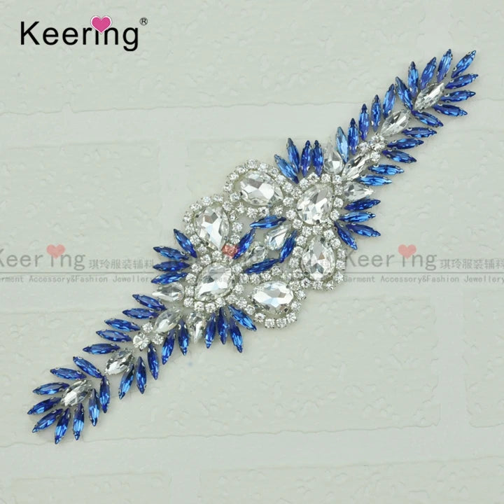 Wholesale Hot-sell Customized Design Crystal 3d Pearl Rhinestone Applique for Dress Bag Clothing