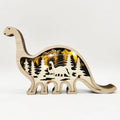 2022 Christmas Wall Carving Decoration 3D Engraved Wooden Crafts Forest Animals & Dinosaur with Light String Ornament