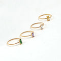 Fashion Cable Ring Women's Stainless Steel 18k Gold Plated Jewelry Colorful Square Zircon Stone Twisted Thin Ring