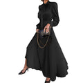 Autumn Bow Neck Satin Silk Party Club Dress Women Long Sleeve Bodycon Dress All-match Temperament Elegant Evening Vestidos Robes