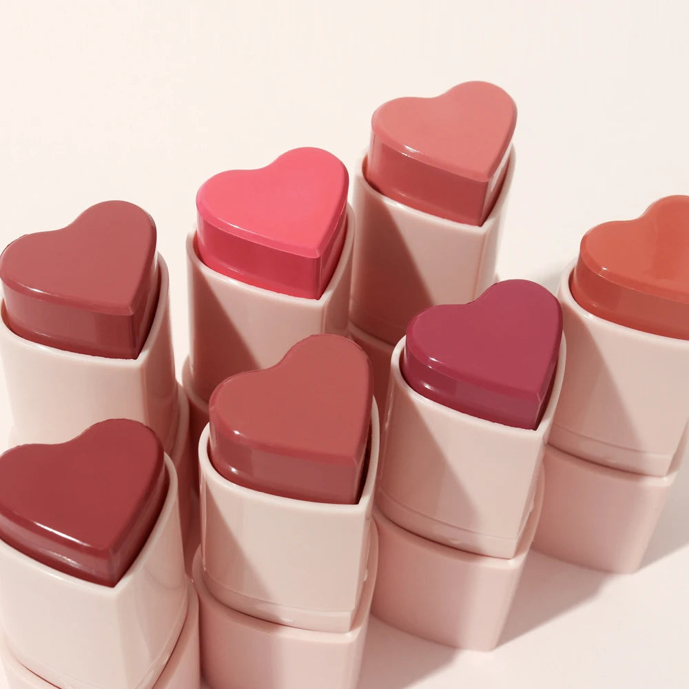 Wholesale Face Make up Heart Shape Vegan Creamy Blush on Stick Private Label Organic Cheeks Matte Tint Cosmetics Heart Blush