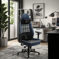 Adjustable Magnetic Headrest Plaid Fabric High Back PU Leather Stainless Steel Gaming Chair