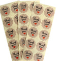 100pcs/pack Vintage Flower Shape Thank You Kraft Seal Sticker Red Heart Paper Labels Stickers Party Supply Favors Labels Gift