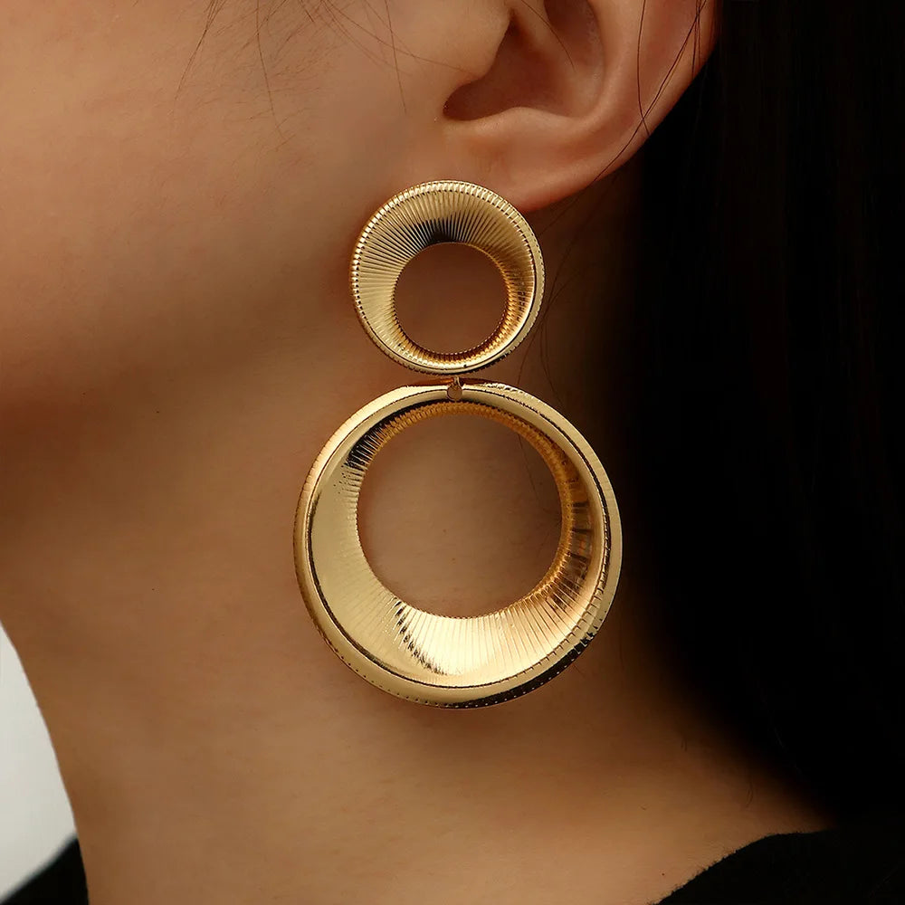 Retro Alloy Large Water Drop Shape Geometric Earrings for Women