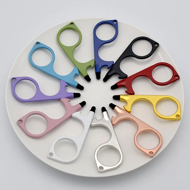 OEM/ODM Zinc Alloy Portachiavi NO Touch Door Opener Keychain Self Defense Keychain for Women