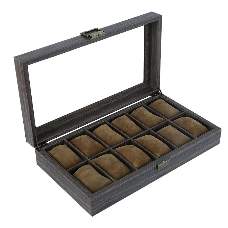 Retro Style Elegant Luxury Large 12 Slot PU Leather Watch Holder Case Box Organizer
