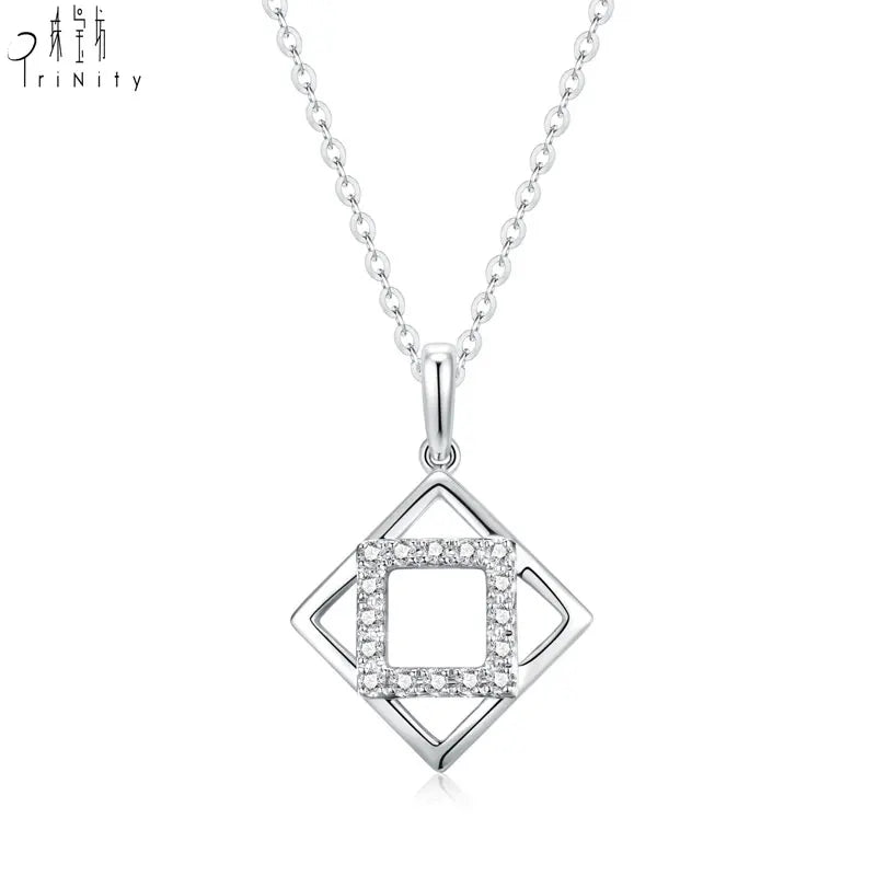 New Trend Classic Design Daily Wearing Pendant Necklace Jewelry 18K Solid White Gold Natural Diamond Pendant Necklace For Ladies