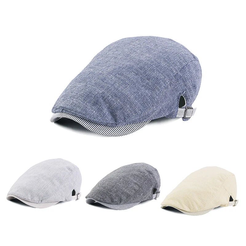 Newsboy Hats for Men Flat Cap Cotton Adjustable Breathable Irish Cabbie Ivy Driving Hunting Hat