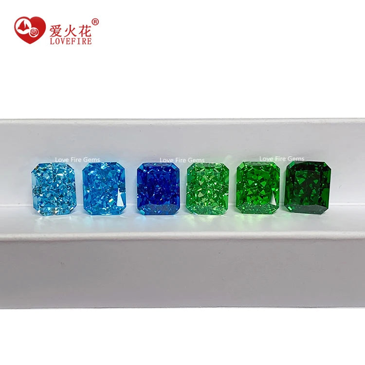 Artificial Wuzhou Cz Gemstones Blue/green Colorful 5a+ Grade 4k Crushed Radiant Octagon Cut Loose Cubic Zirconia