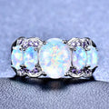 Wholesale Manufacturer 5 Stone Orange White Opal Engagement Ring with CZ