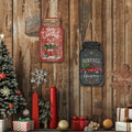 Putuo Decor Merry Christmas Wooden Plate Sign Mason Jar Shape Wood Crafts for Home Wall Xmas Tree Decor