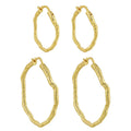 925 Sterling Silver 22MM 32MM Hoop Earrings 18K Gold Plated Irregular Hoop Earrings for Women