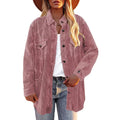 RNSHANGER Autumn New Thickened Shirt Corduroy Lapel Button Loose Casual Shirts Coat Women Solid Color Single Breasted Shirts