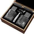 Customized Crystal Whisky Whiskey Decanter Stone Stones Rocks Glass Glasses Gift Set with Coasters Wooden Gift Box for Men