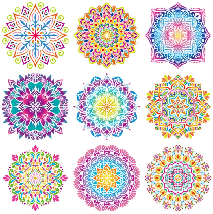 18 PCS 12x12 Inch Reusable Mandala Wall Stencils for Painting Floor Tile DIY Home Decor Drawing Art-Joyart PET Material