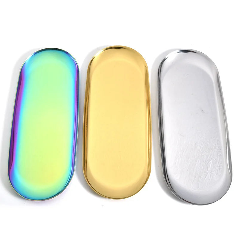 Gold Tray Simple Nordic Tray Desktop Storage Box Stainless Steel Metal Plate