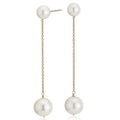Milskye Elegant Jewelry Sets Gold Plated Hanging Long Chain Double Round Pearl Drops Stud Earrings