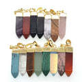 4-sided Cone Shape Gemstone Pendant Hexagonal Chakra Crystal Pointed Quartz Pendants Artificial Stone Column for Women and Men