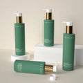 200ml 300ml Custom Round Luxury PET Plastic Shampoo Bottle Wholesale with UV Gold Pump Cosmetic Bottles