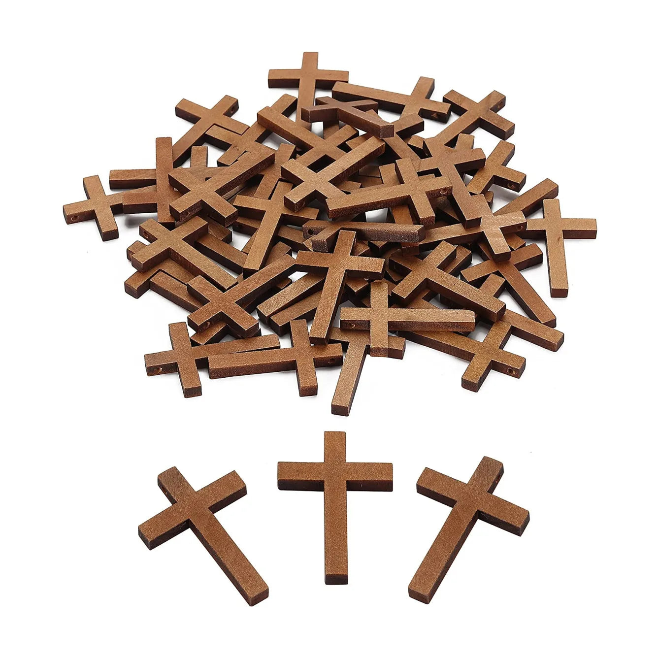 Church Handmade Holy Christian comfort Holding Small Wooden Mini Wood Cross Pendant Charms Bulk Crafts Decor Gifts Religious