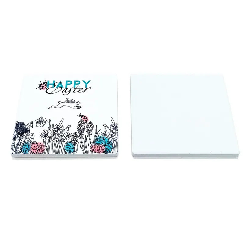 Qualisub Personalized 100x100mm Square Shape Ceramic Coaster Sublimation Ceramic Coaster Blanks with Cork for Heat Press