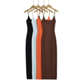 Women's Summer Style Casual Dress Solid Pattern Chain Suspender Hip Skirt Backless Slit Strapless Design Made Chiffon Fabric