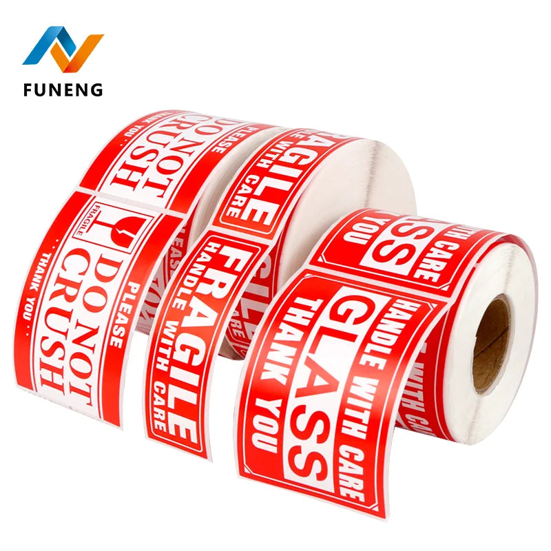Fragile Transport Warning Label Waterproof Custom Printed Handling Package Warning Fragile Sticker Roll