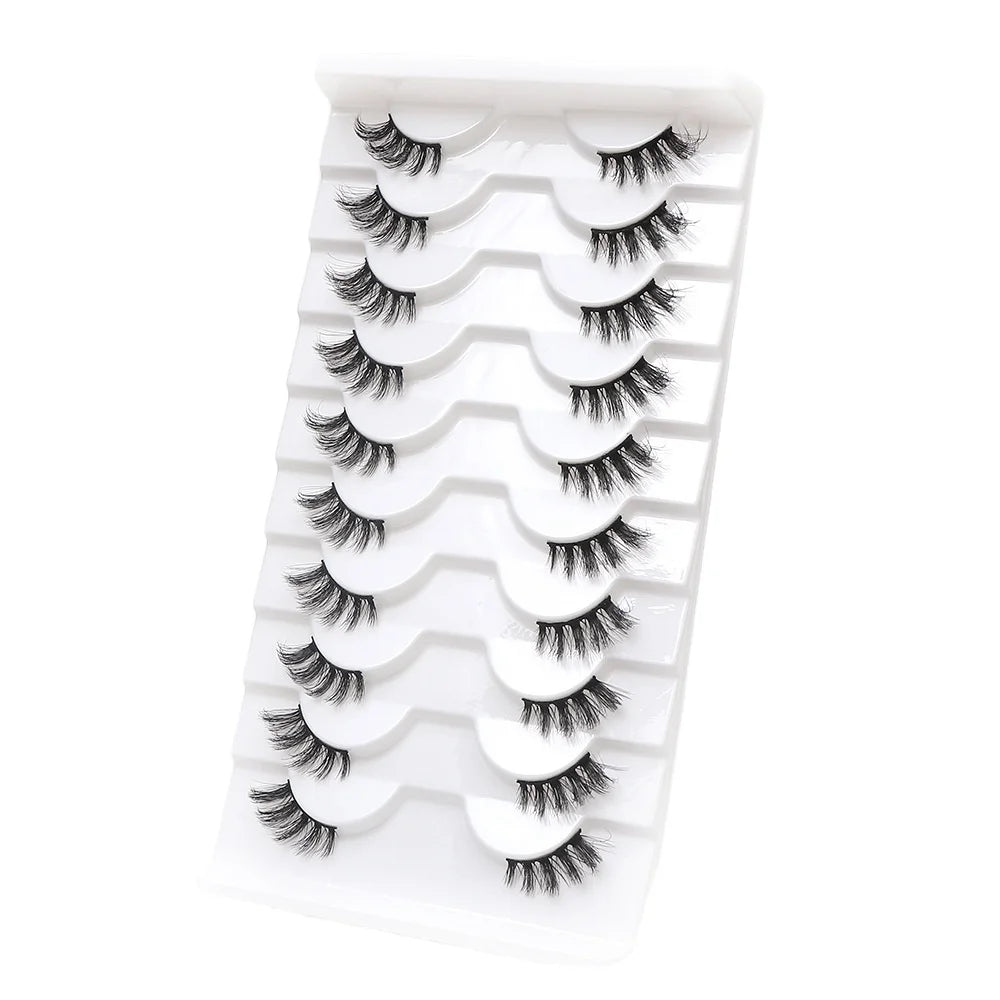 New 3D Mink Eyelash Extensions 10 Pairs Long Half Lashes for Beauty Makeup Full Strip Lashes