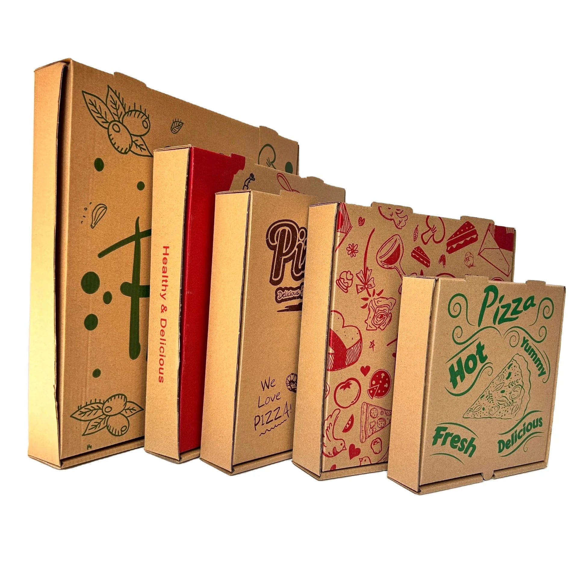 Custom Design Food Box Corrugated Paper Brown Pizza Box  Disposable Packaging Box