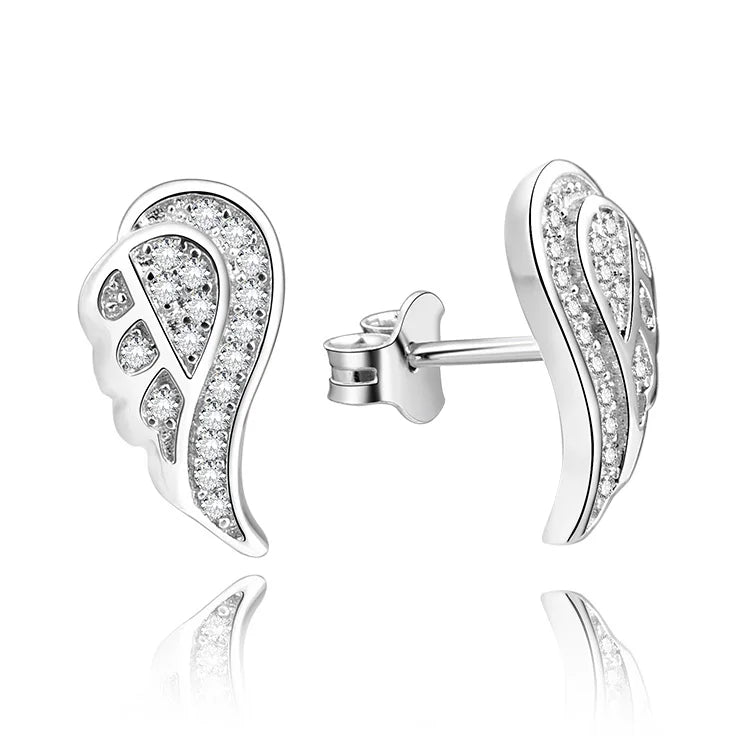 925 Sterling Silver New Products AAA Cubic Zirconia & Diamond Rhodium Gold Plated Long Angel Wing Feather Earrings