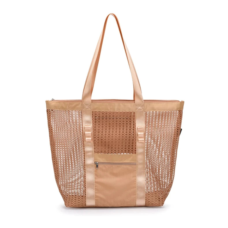 Wholesale Large Duffel Nylon Beach Tote Shoulder Bag Foldable Mesh Beach Bags Custom Large Women Beach Tote Bags