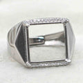 Sterling Silver 13*13mm Semi Mount Men's Ring Frame Empty Blank Claw Setting S925 Base Holder Without Center Stone for DIY Inlay