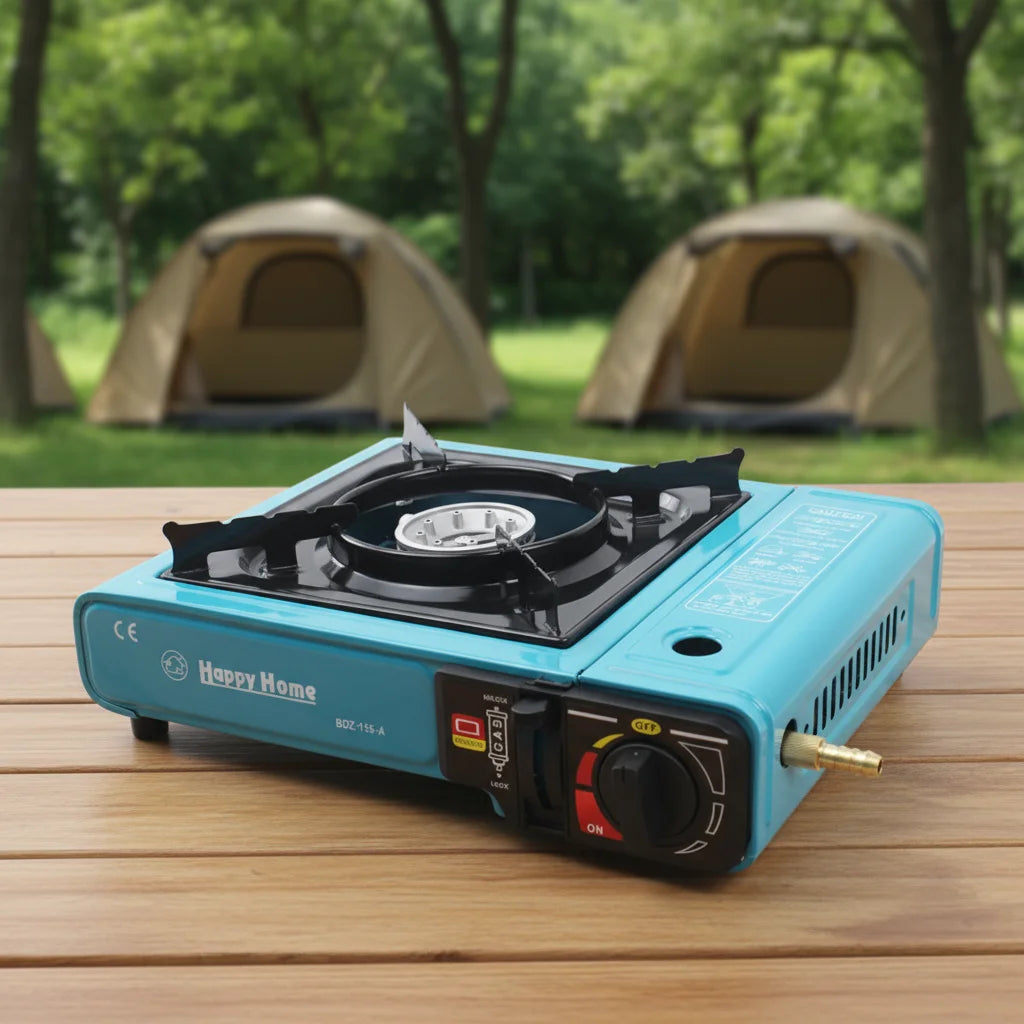 Outdoor Portable Camping Gas Stove Single Burner Cast Iron Surface 2900W Piezoelectric Ignition Flameout Protection Butane