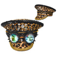 Ecowalson Captains Hat With Punk Rivet Women Leopard Hat Cortical Sergeant  Cap Rave Festival Cosplay Hat
