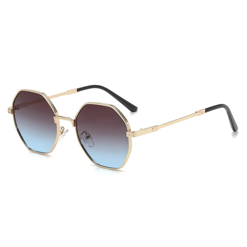 Shades Fashion Ocean Lens Sunglasses Gradient Shades Sunglasses Sun Glasses Men and Women Small Frame Metal Square Sunglasses