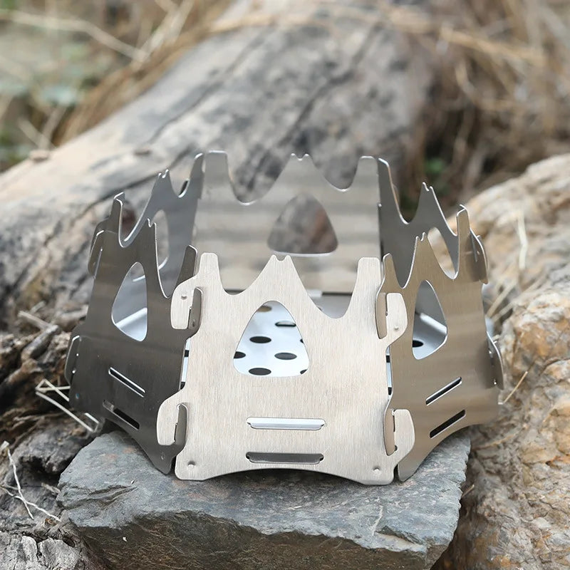 JWQ-010 Outdoor Foldable Hexagonal Camping Stoves Portable Stainless Steel Hiking Stove