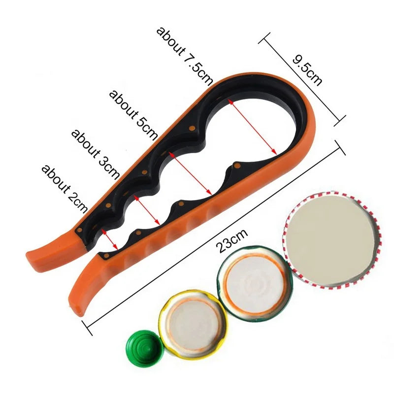 4 in 1 Can Opener Manual Jar Opener Non-slip Twist Bottle Launcher Lid Screw Bottle Opener Wringer Kitchen Gadget